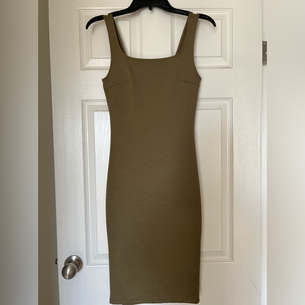 Olive green/ taupe midi dress